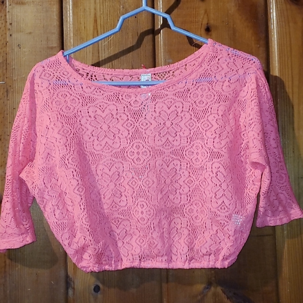 Beautees neon pink crop top